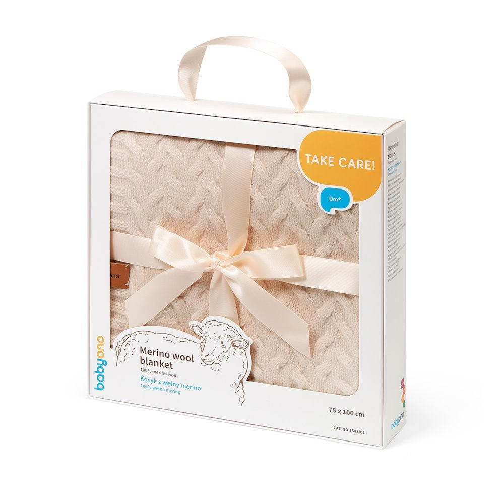 baby blanket merino wool knitted light beige